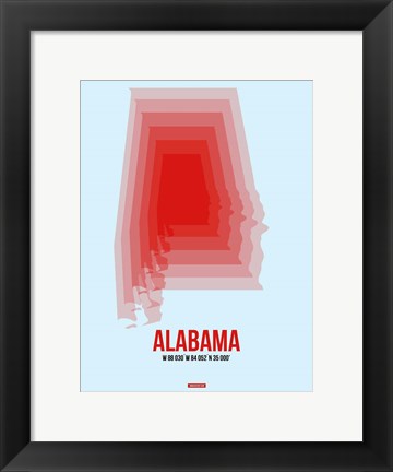 Framed Alabama Radiant Map 2 Print