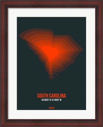 Framed South Carolina Radiant Map 4 Print
