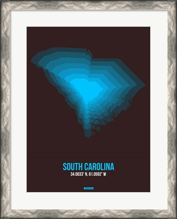 Framed South Carolina Radiant Map 5 Print