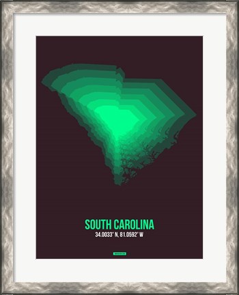 Framed South Carolina Radiant Map 6 Print