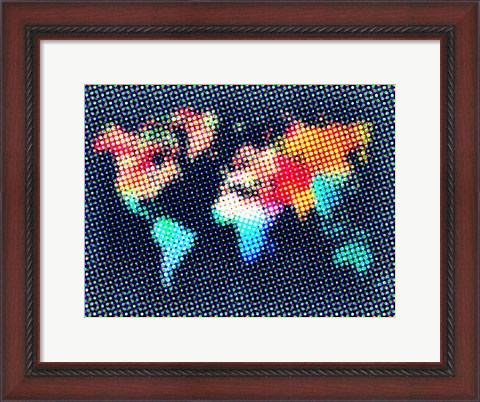 Framed Dotted World Map 2 Print