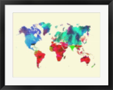 Framed Dotted World Map 4 Print