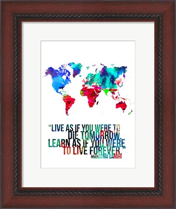 Framed World Map Quote Mahatma Gandi Print