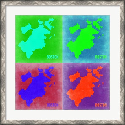 Framed Boston Pop Art Map 2 Print