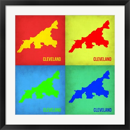 Framed Cleveland Pop Art Map 1 Print