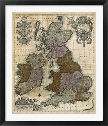 Framed Map of England, Scotland &amp; Ireland Print