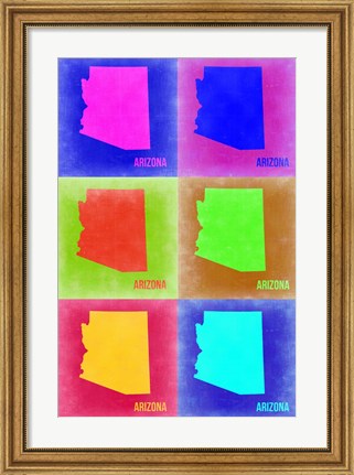 Framed Arizona Pop Art Map 2 Print