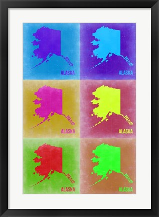 Framed Alaska Pop Art Map 2 Print