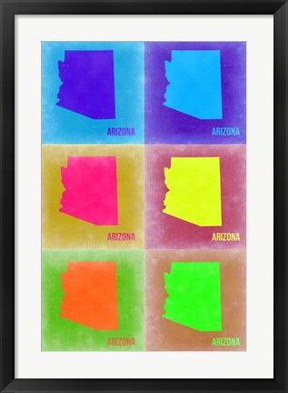 Framed Arizona Pop Art Map 3 Print