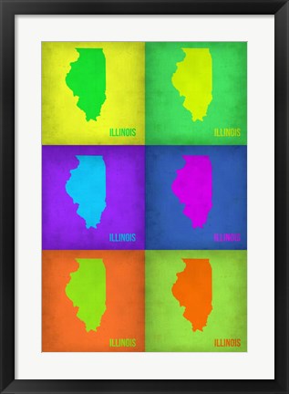 Framed Illinois Pop Art Map 1 Print