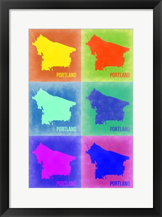Framed Portland Pop Art Map 3 Print
