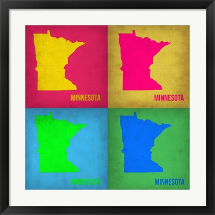 Framed Minnesota Pop Art Map 1 Print