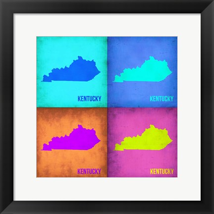 Framed Kentucky Pop Art Map 1 Print