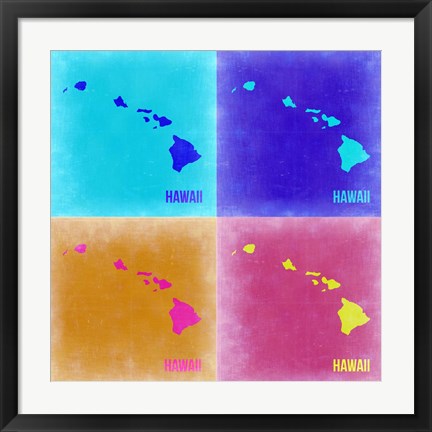 Framed Hawaii Pop Art Map 2 Print