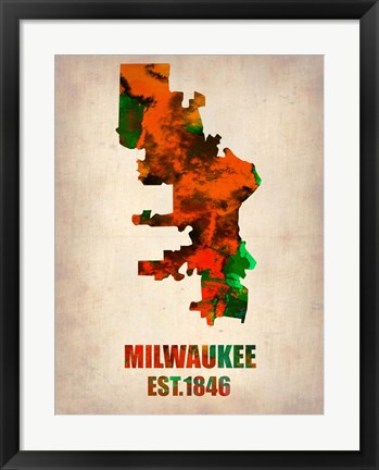 Framed Milwaukee  Watercolor Map Print
