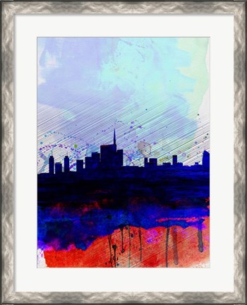 Framed Milan Watercolor Skyline Print