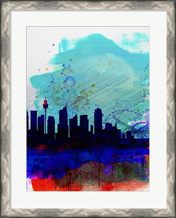 Framed Sydney Watercolor Skyline Print