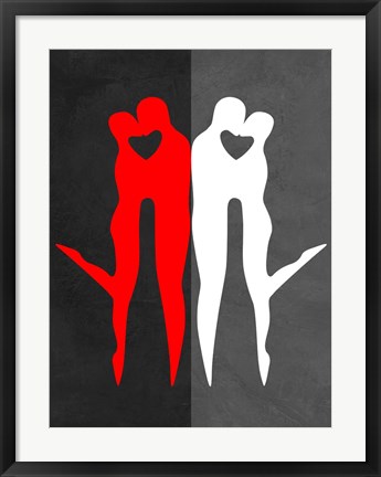 Framed Red Kiss Reflection Print