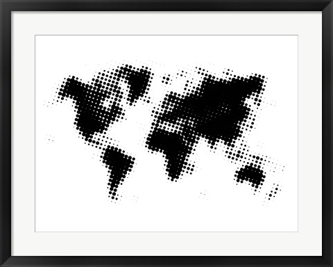 Framed Black Dotted World Map Print