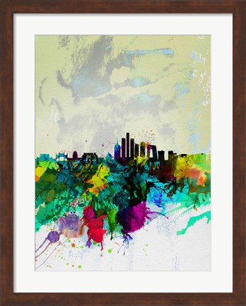 Framed Beijing Watercolor Skyline Print