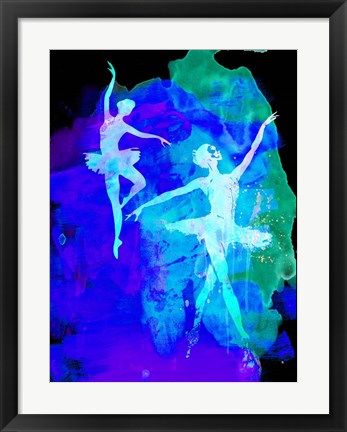 Framed Two White Dancing Ballerinas Print