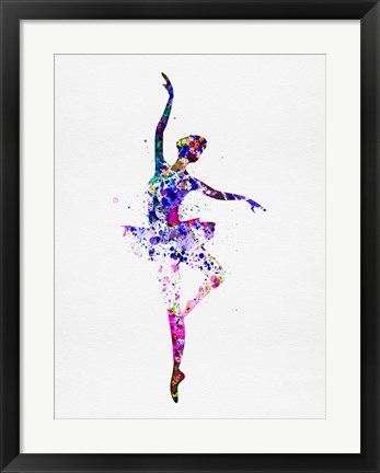 Framed Ballerina Dancing Watercolor 2 Print