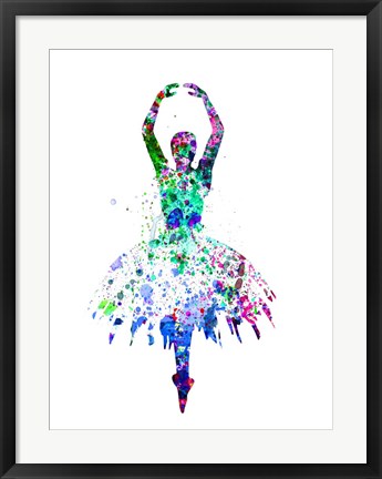 Framed Ballerina Dancing Watercolor 4 Print