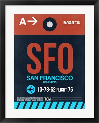 Framed SFO San Francisco Luggage Tag 2 Print