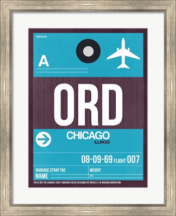 Framed ORD Chicago Luggage Tag 1 Print