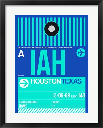 Framed IAH Houston Luggage Tag 2 Print