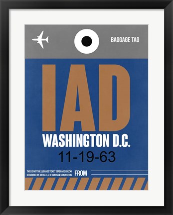 Framed IAD Washington Luggage Tag 2 Print