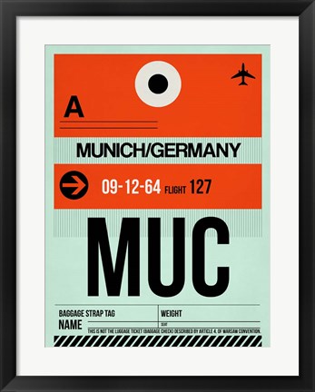 Framed MUC Munich Luggage Tag 2 Print