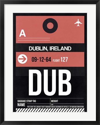 Framed DUB Dublin Luggage Tag 2 Print