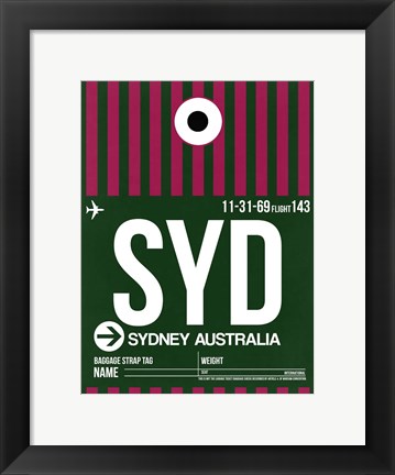 Framed SYD Sydney Luggage Tag 2 Print