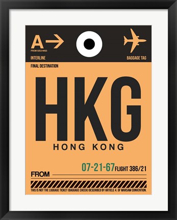 Framed HKG Hog Kong Luggage Tag 2 Print