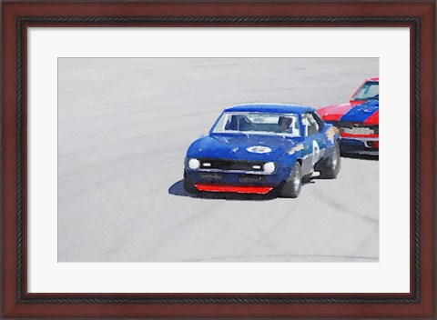 Framed Chevy Camaro on Race Track Print