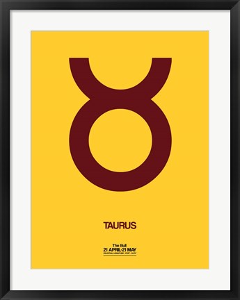 Framed Taurus Zodiac Sign Brown Print