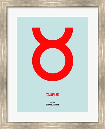 Framed Taurus Zodiac Sign Red Print