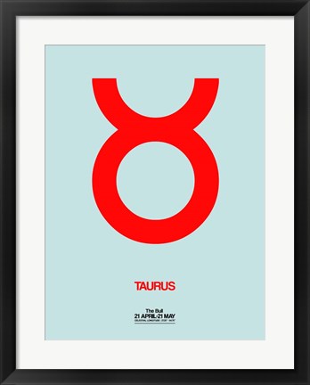 Framed Taurus Zodiac Sign Red Print