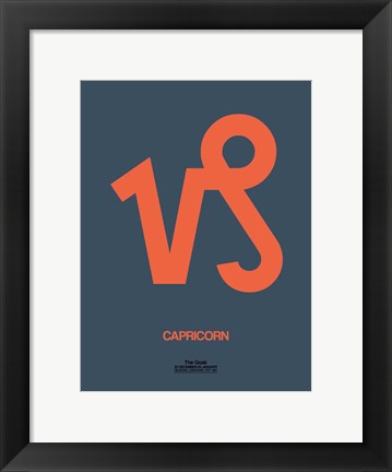 Framed Capricorn Zodiac Sign Orange Print