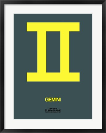 Framed Gemini Zodiac Sign Yellow Print