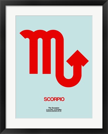 Framed Scorpio Zodiac Sign Red Print