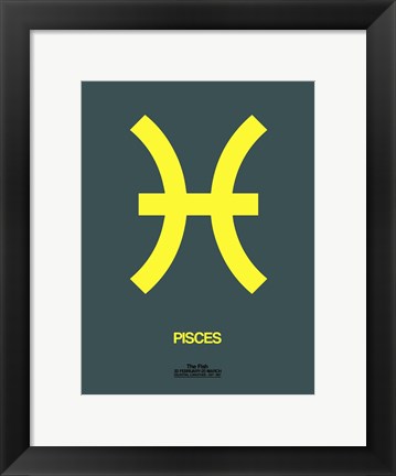 Framed Pisces Zodiac Sign Yellow Print
