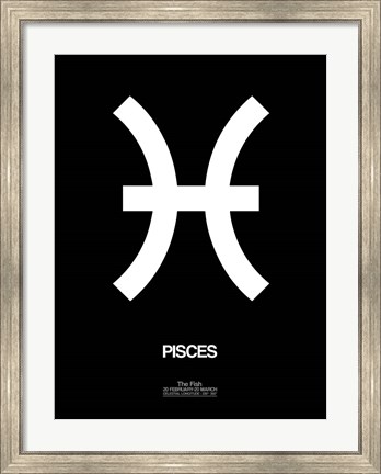 Framed Pisces Zodiac Sign White Print