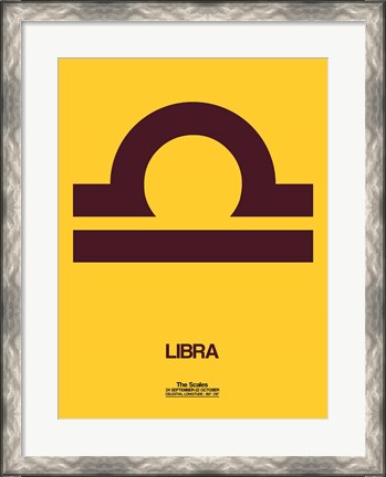 Framed Libra Zodiac Sign Brown Print