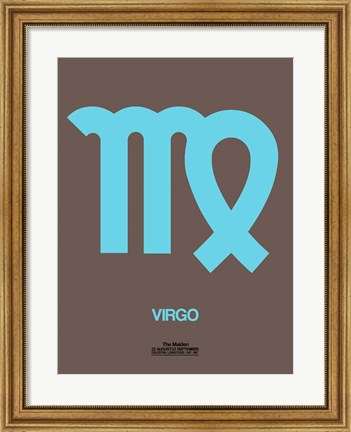 Framed Virgo Zodiac Sign Blue Print