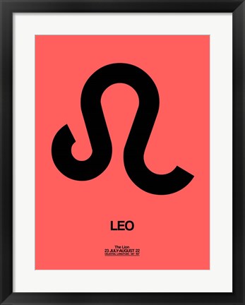 Framed Leo Zodiac Sign Black Print