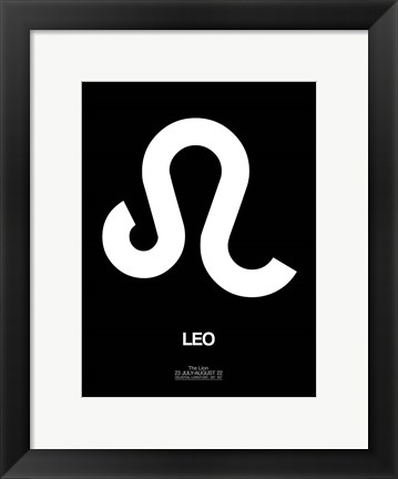 Framed Leo Zodiac Sign White Print