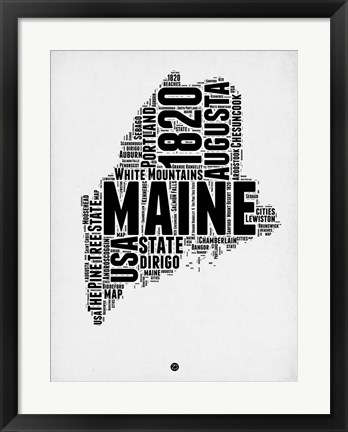 Framed Maine Word Cloud 2 Print
