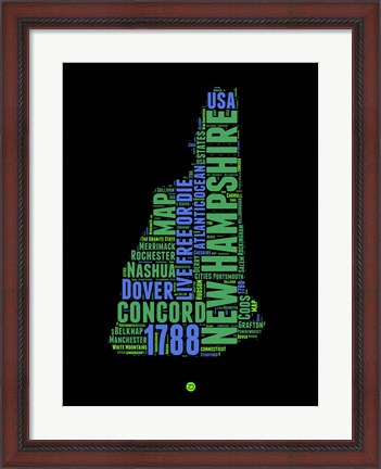 Framed New Hampshire Word Cloud 1 Print